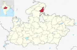 Location of Datia district in Madhya Pradesh
