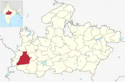 Location of Dhar district in Madhya Pradesh