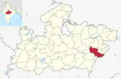 Location of Dindori district in Madhya Pradesh