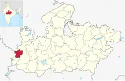 Location of Jhabua district in Madhya Pradesh
