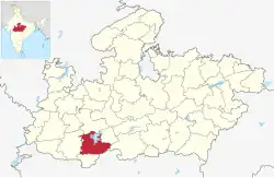 Location of Khandwa district in Madhya Pradesh