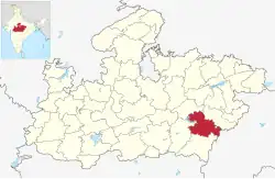 Location of Mandla district in Madhya Pradesh