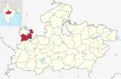 Location of Mandsaur district in Madhya Pradesh
