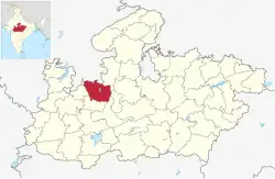 Location of Rajgarh district in Madhya Pradesh