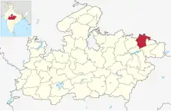 Location of Rewa district in Madhya Pradesh