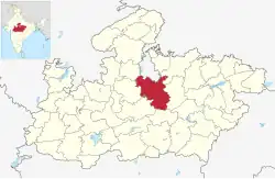Location of Sagar district in Madhya Pradesh