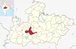 Location of Sehore district in Madhya Pradesh