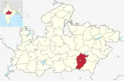 Location of Seoni district in Madhya Pradesh