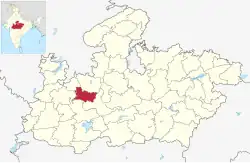 Location of Shajapur district in Madhya Pradesh