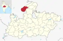 Location of Sheopur district in Madhya Pradesh
