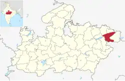 Location of Sidhi district in Madhya Pradesh
