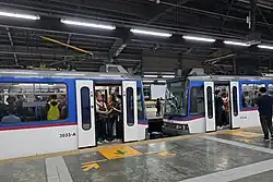 In a four-car train, driver cabs may be coupled facing each other.