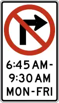 R3-1h No right turn (times and days) (3-lines)