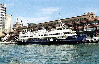Collaroy docked at the Overseas Passenger Terminal in 1991