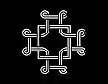 Macedonian Cross, white, black background