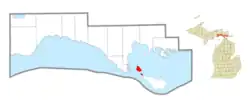 Location within Mackinac County, Michigan