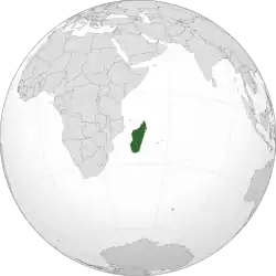 Location of Madagascar (orthographic projection)