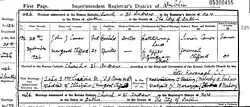 "black and white document with details of wedding written by hand on a pre-printed certificate"