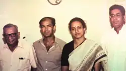Photo of Madhav Sundar Gajapati Narayana Deo the younger brother of the Prime Minister of Odisha(standing left), Prasanta Kishore Ray, Neeti Ray(grand daughter of Lal Mohan Patnaik) & Gopinath Gajapati(standing right) at Cuttack.