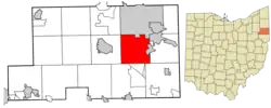 Location of Boardman Township in Mahoning County