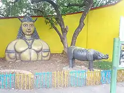 Maitri Bagh entrance statues
