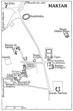 Map of the Makthar archaeological site