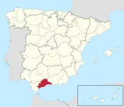 Map of Spain with Málaga highlighted