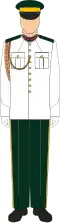 No. 1 Dress of the Malaysian Army officer cadets. This specific uniform design is worn by officer cadets commissioned from the Malaysian Army Academy.
