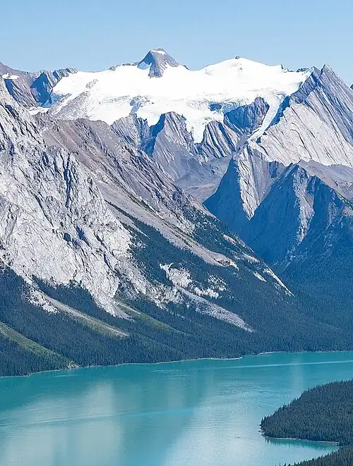 Maligne Mountain and Maligne Lake