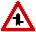 Offset side roads with priority, first to the right (also uses )