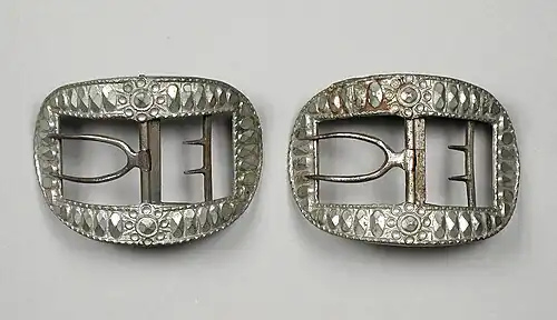 Man's cut steel shoe buckles, United States, 1780s. LACMA 42.16.23a-b.