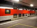 Exterior of a City Night Line WLBmz-type Doppelstockschlafwagen (sleeping compartments side) at Mannheim Hbf (March 2010)