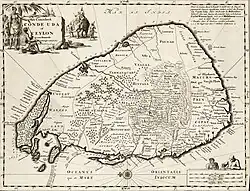 Image 6617th century Dutch map of Sri Lanka with the Dutch names of the Jaffna islands (from List of islands of Sri Lanka)