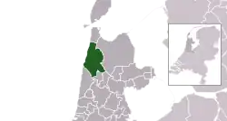 Highlighted position of Schagen in a municipal map of North Holland