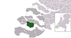 Highlighted position of Borsele in a municipal map of Zeeland