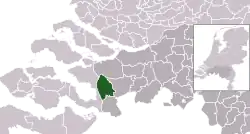 Highlighted position of Bergen op Zoom in a municipal map of North Brabant