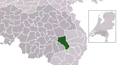 Highlighted position of Deurne in a municipal map of North Brabant
