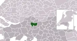Highlighted position of Waalwijk in a municipal map of North Brabant