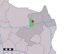 The village (dark red) and the statistical district (light green) of Groot Agelo in the municipality of Dinkelland.
