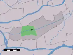 The town centre (dark green) and the statistical district (light green) of Bleskensgraaf in the former municipality of Graafstroom.