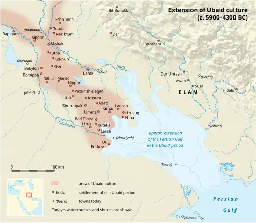 Image 30Major Sumerian cities during the Ubaid period (from Cradle of civilization)