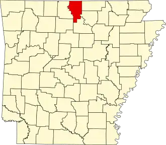Map of Arkansas highlighting Baxter County