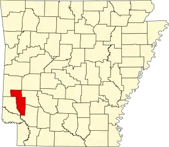Map of Arkansas highlighting Howard County