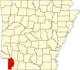 Map of Arkansas highlighting Miller County