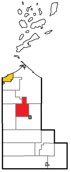 Location of Ashland, within Ashland County, Wisconsin