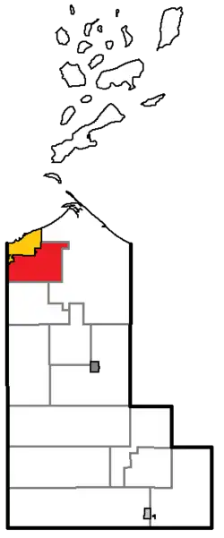 Location of Gingles, within Ashland County, Wisconsin