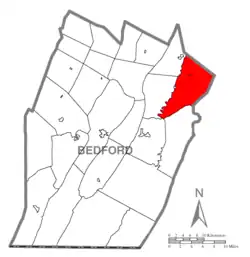 Map of Bedford County, Pennsylvania highlighting Broad Top Township