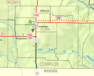 KDOT map of Comanche County (legend)
