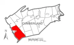 Map of Cumberland County, Pennsylvania highlighting Southampton Township