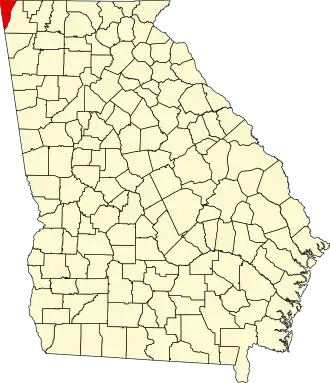 Map of Georgia highlighting Dade County